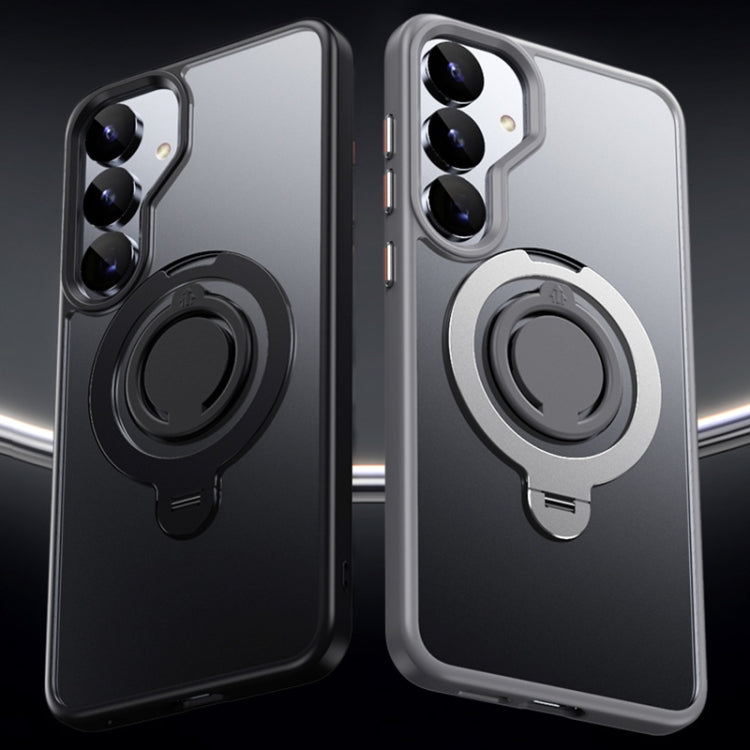 For Samsung Galaxy S25 5G Frosted MagSafe Phone Case with 360 Degree Rotating Holder(Black) - free shipping - PMC Jewellery - Order now!