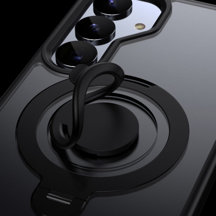 For Samsung Galaxy S25 5G Frosted MagSafe Phone Case with 360 Degree Rotating Holder(Black) - free shipping - PMC Jewellery - Order now!