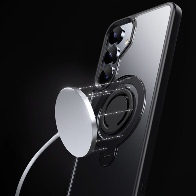 For Samsung Galaxy S25+ 5G Frosted MagSafe Phone Case with 360 Degree Rotating Holder(Black) - Galaxy S25+ 5G Cases by PMC Jewellery | Online Shopping South Africa | PMC Jewellery | Buy Now Pay Later Mobicred
