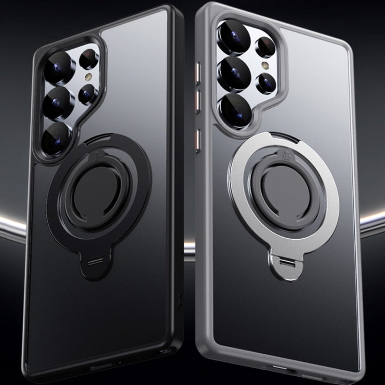 For Samsung Galaxy S25 Ultra 5G Frosted MagSafe Phone Case with 360 Degree Rotating Holder(Black) - Galaxy S25 Ultra 5G Cases by PMC Jewellery | Online Shopping South Africa | PMC Jewellery | Buy Now Pay Later Mobicred