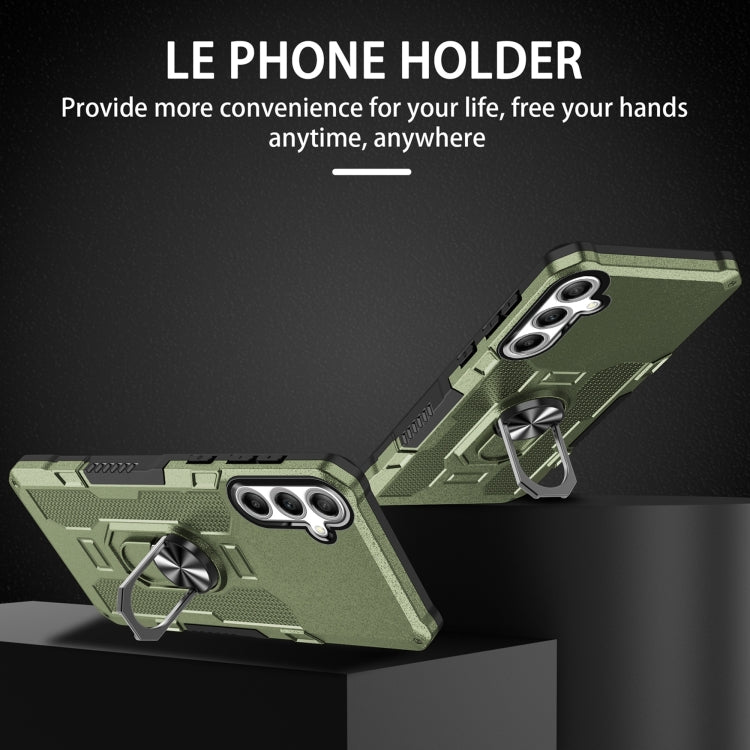 For Samsung Galaxy S25 5G Ring Holder Armor Hybrid Phone Case(Green) - Galaxy S25 5G Cases by PMC Jewellery | Online Shopping South Africa | PMC Jewellery | Buy Now Pay Later Mobicred