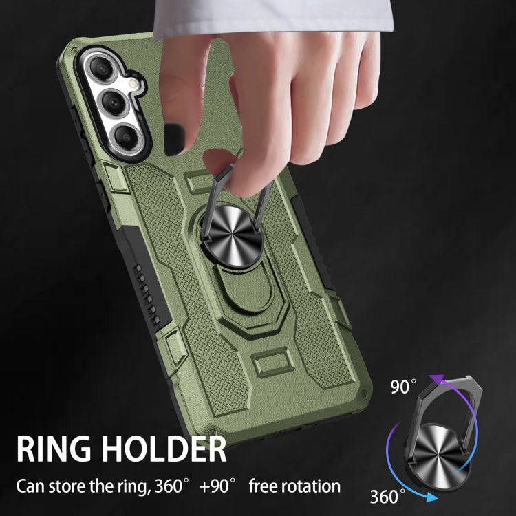 For Samsung Galaxy S25 5G Ring Holder Armor Hybrid Phone Case(Green) - Galaxy S25 5G Cases by PMC Jewellery | Online Shopping South Africa | PMC Jewellery | Buy Now Pay Later Mobicred