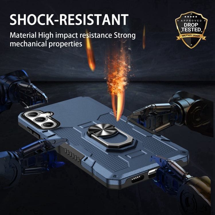 For Samsung Galaxy S25 5G Ring Holder Armor Hybrid Phone Case(Blue) - Galaxy S25 5G Cases by PMC Jewellery | Online Shopping South Africa | PMC Jewellery | Buy Now Pay Later Mobicred