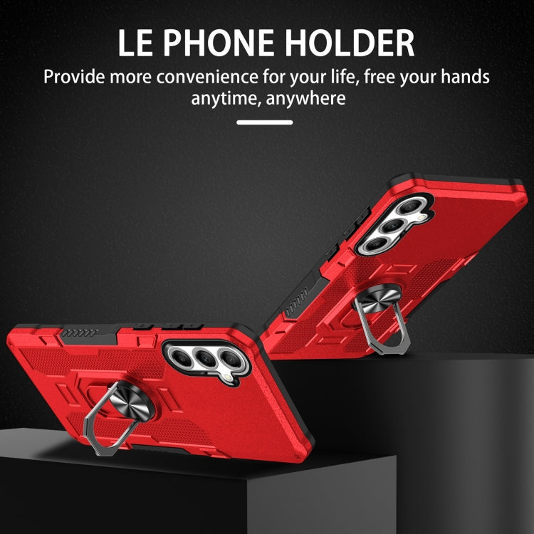 For Samsung Galaxy S25+ 5G Ring Holder Armor Hybrid Phone Case(Red) - Galaxy S25+ 5G Cases by PMC Jewellery | Online Shopping South Africa | PMC Jewellery | Buy Now Pay Later Mobicred