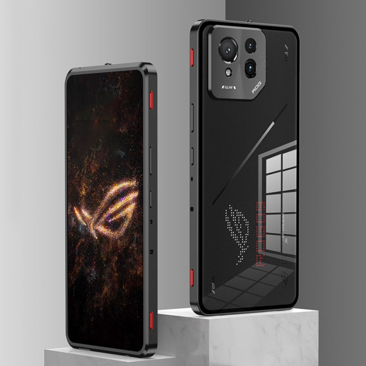 For  ASUS ROG Phone 9 Pro Snap Buckle Metal Frame Glass Back Panel Phone Case(Silver) - ASUS Cases by PMC TechLife | Online Shopping South Africa | PMC TechLife | Buy Now Pay Later Mobicred