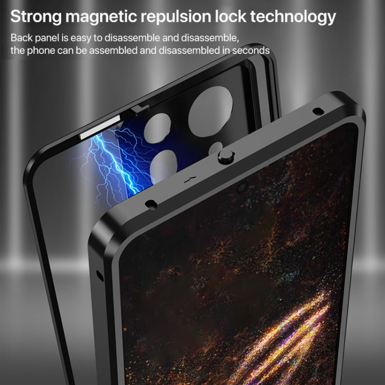 For  ASUS ROG Phone 9 Pro Snap Buckle Metal Frame Glass Back Panel Phone Case(Grey) - ASUS Cases by PMC TechLife | Online Shopping South Africa | PMC TechLife | Buy Now Pay Later Mobicred