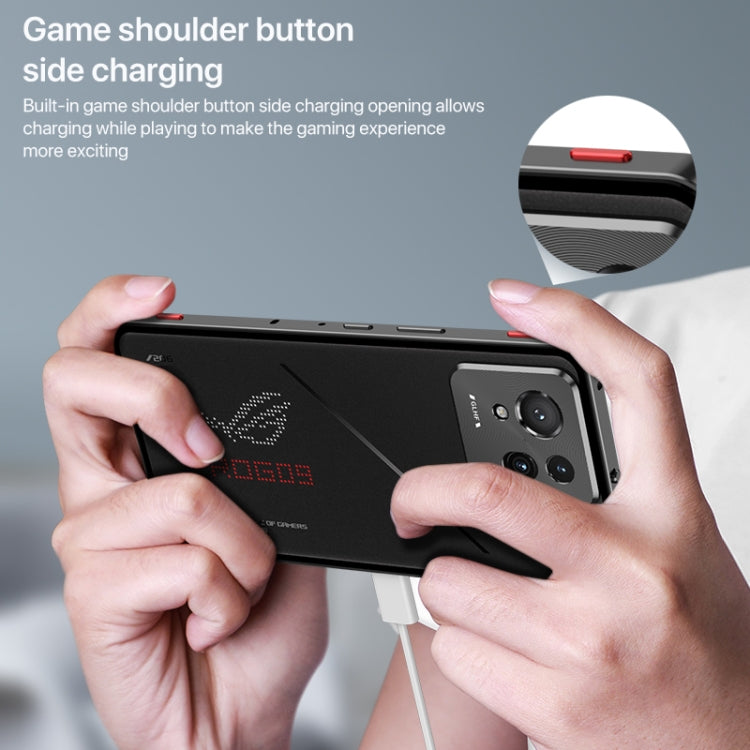 For  ASUS ROG Phone 9 Pro Snap Buckle Metal Frame Glass Back Panel Phone Case(Grey) - ASUS Cases by PMC TechLife | Online Shopping South Africa | PMC TechLife | Buy Now Pay Later Mobicred
