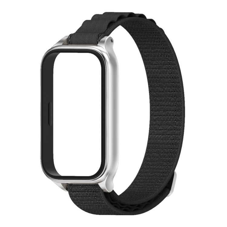For Xiaomi Smart Band 9 Active / Redmi Band 3 Mijobs Metal Shell Nylon Watch Band(Black Silver) - free shipping - PMc TechLife - Order now!