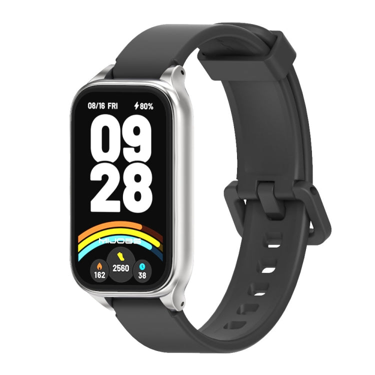 For Xiaomi Smart Band 9 Active / Redmi Band 3 Mijobs Metal Shell Silicone Watch Band(Black Silver) - free shipping - PMc TechLife - Order now!