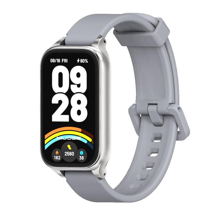For Xiaomi Smart Band 9 Active / Redmi Band 3 Mijobs Metal Shell Silicone Watch Band(Grey Silver) - free shipping - PMc TechLife - Order now!