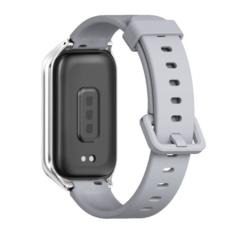 For Xiaomi Smart Band 9 Active / Redmi Band 3 Mijobs Metal Shell Silicone Watch Band(Grey Silver) - free shipping - PMc TechLife - Order now!