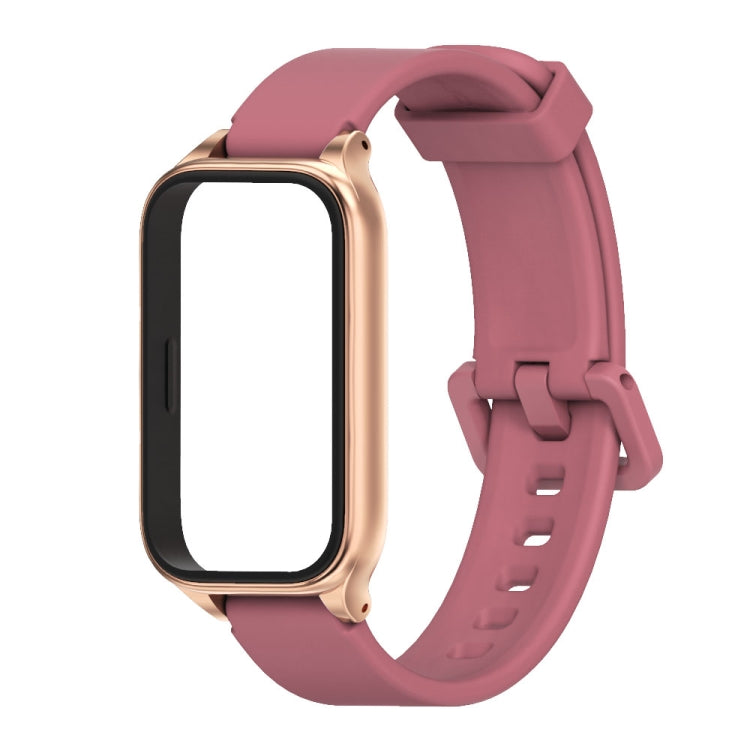 For Xiaomi Smart Band 9 Active / Redmi Band 3 Mijobs Metal Shell Silicone Watch Band(Wine Red Rose Gold) - free shipping - PMc TechLife - Order now!