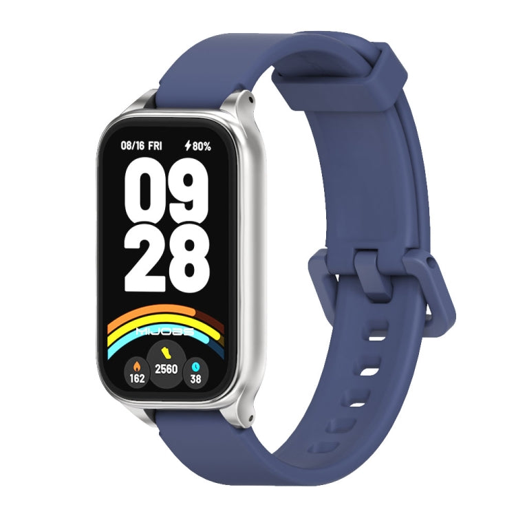 For Xiaomi Smart Band 9 Active / Redmi Band 3 Mijobs Metal Shell Silicone Watch Band(Midnight Blue Silver) - free shipping - PMc TechLife - Order now!