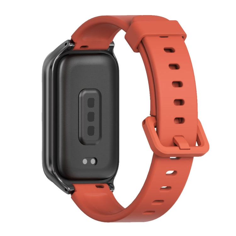 For Xiaomi Smart Band 9 Active / Redmi Band 3 Mijobs Metal Shell Silicone Watch Band(Orange Black) - free shipping - PMc TechLife - Order now!