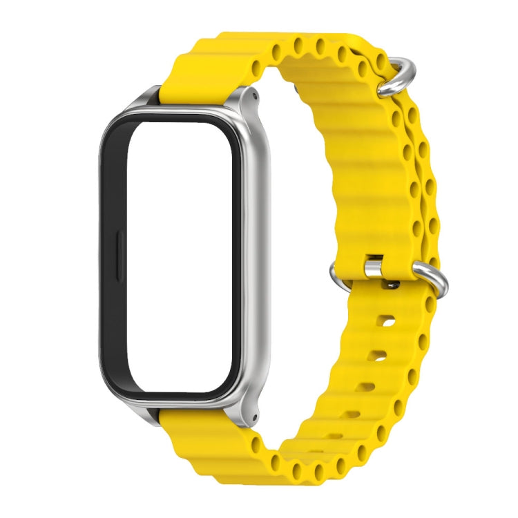 For Xiaomi Smart Band 9 Active / Redmi Band 3 Mijobs Metal Shell Marine Silicone Watch Band(Yellow Silver) - free shipping - PMc TechLife - Order now!