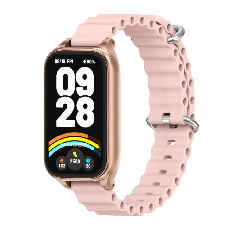 For Xiaomi Smart Band 9 Active / Redmi Band 3 Mijobs Metal Shell Marine Silicone Watch Band(Pink Rose Gold) - free shipping - PMc TechLife - Order now!
