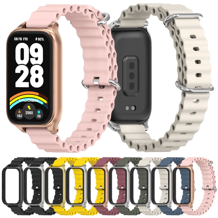 For Xiaomi Smart Band 9 Active / Redmi Band 3 Mijobs Metal Shell Marine Silicone Watch Band(Grey Silver) - free shipping - PMc TechLife - Order now!