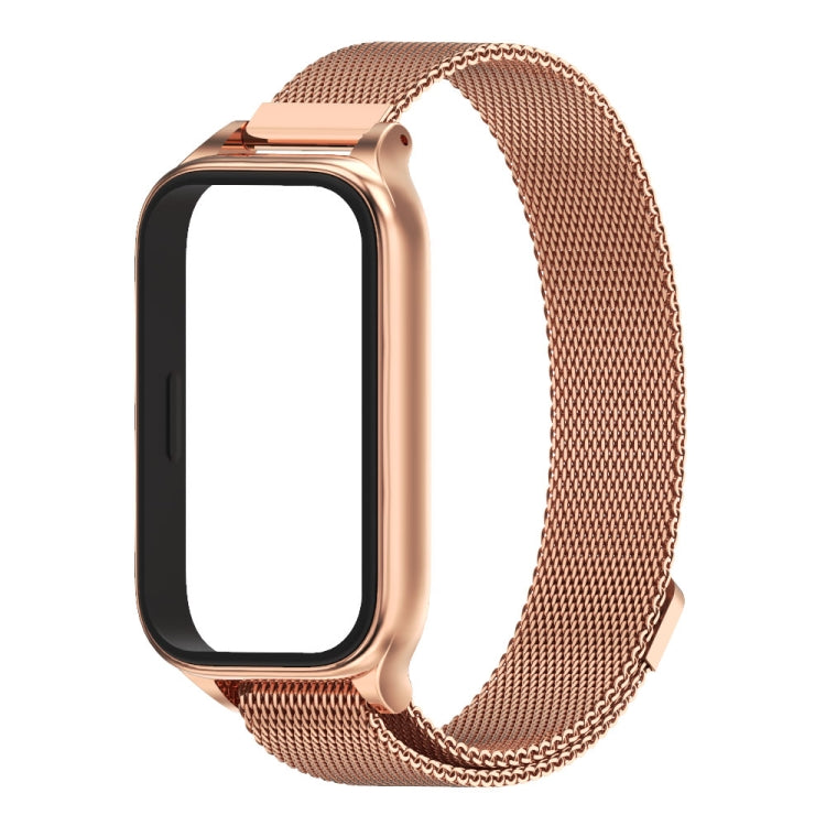 For Xiaomi Smart Band 9 Active / Redmi Band 3 Mijobs Metal Shell Milan Magnetic Watch Band(Rose Gold) - Watch Bands by MIJOBS | Online Shopping South Africa | PMc TechLife | Buy Now Pay Later Mobicred