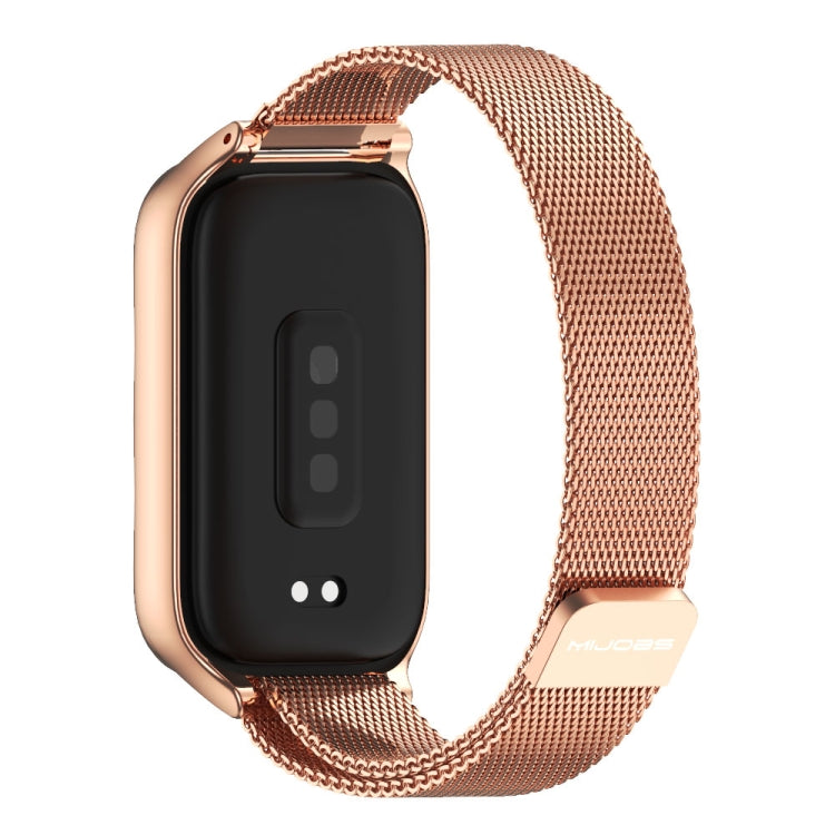 For Xiaomi Smart Band 9 Active / Redmi Band 3 Mijobs Metal Shell Milan Magnetic Watch Band(Rose Gold) - Watch Bands by MIJOBS | Online Shopping South Africa | PMc TechLife | Buy Now Pay Later Mobicred