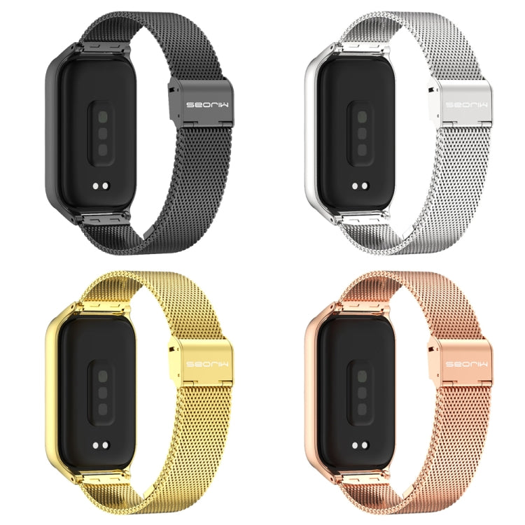 For Xiaomi Smart Band 9 Active / Redmi Band 3 Mijobs Metal Shell Milan Buckle Watch Band(Rose Gold) - free shipping - PMc TechLife - Order now!