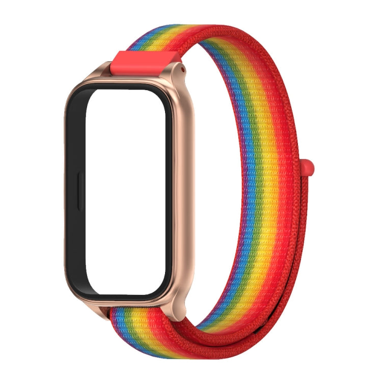 For Xiaomi Smart Band 9 Active / Redmi Band 3 Mijobs Metal Shell Nylon Loop Watch Band(Rainbow Rose Gold) - Watch Bands by MIJOBS | Online Shopping South Africa | PMc TechLife | Buy Now Pay Later Mobicred