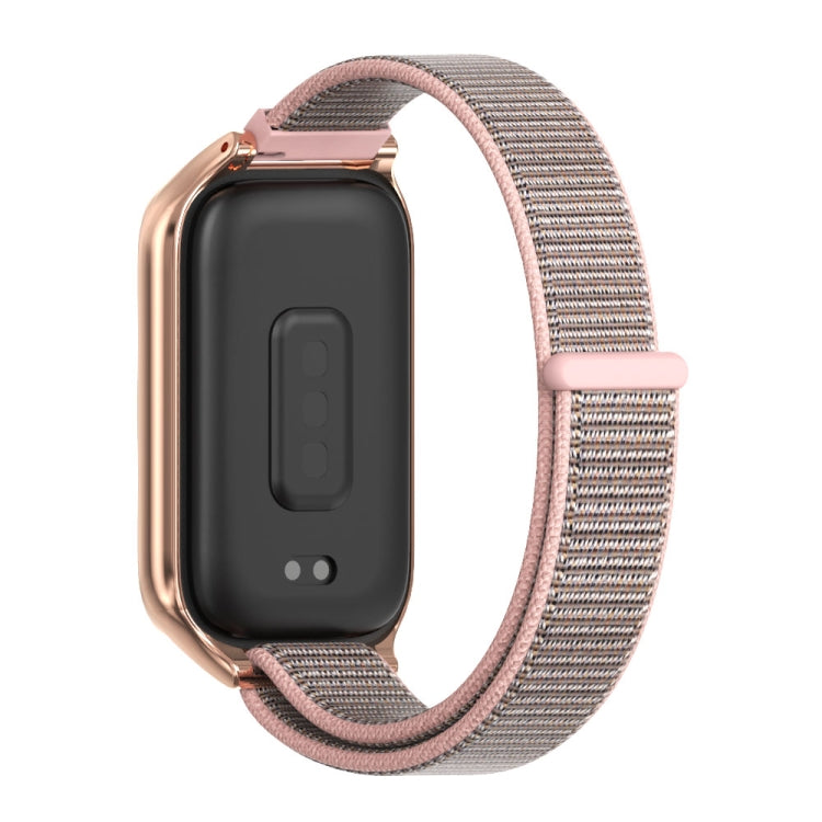 For Xiaomi Smart Band 9 Active / Redmi Band 3 Mijobs Metal Shell Nylon Loop Watch Band(Pink Rose Gold) - free shipping - PMc TechLife - Order now!