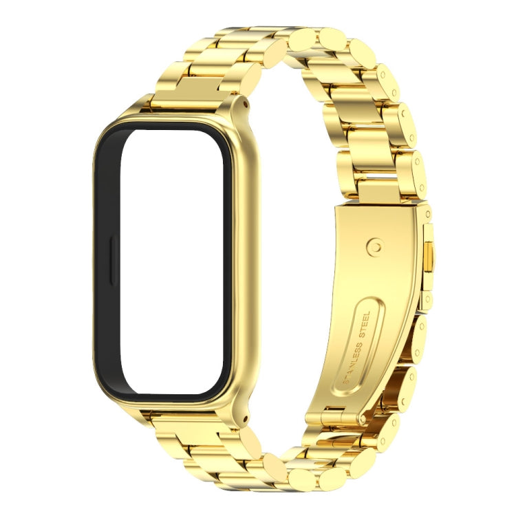 For Xiaomi Smart Band 9 Active / Redmi Band 3 Mijobs Metal Shell Three-Bead Stainless Steel Watch Band(Gold) - free shipping - PMc TechLife - Order now!