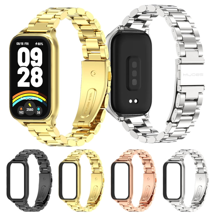 For Xiaomi Smart Band 9 Active / Redmi Band 3 Mijobs Metal Shell Three-Bead Stainless Steel Watch Band(Silver) - free shipping - PMc TechLife - Order now!