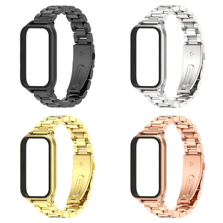 For Xiaomi Smart Band 9 Active / Redmi Band 3 Mijobs Metal Shell Three-Bead Stainless Steel Watch Band(Rose Gold) - free shipping - PMc TechLife - Order now!
