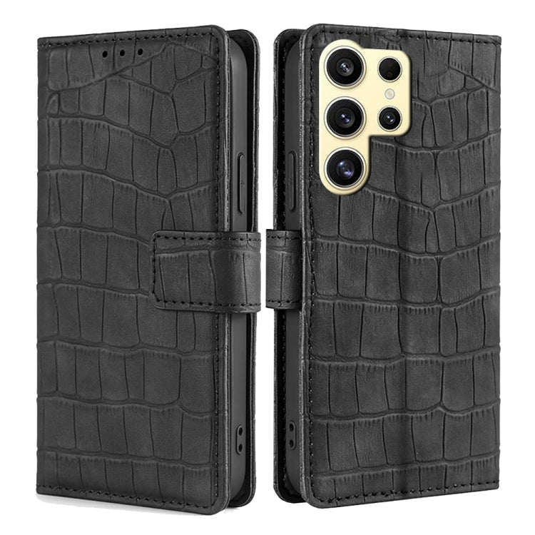 For Samsung Galaxy S25 Ultra 5G Skin Feel Crocodile Magnetic Clasp Leather Phone Case(Black) - free shipping - PMC Jewellery - Order now!