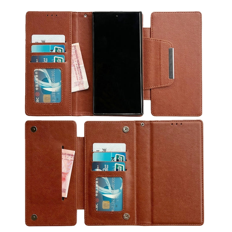 For Samsung Galaxy S25+ 5G Multifunctional 7-Card Wallet Leather Phone Case(Brown) - Galaxy S25+ 5G Cases by PMC Jewellery | Online Shopping South Africa | PMC Jewellery | Buy Now Pay Later Mobicred