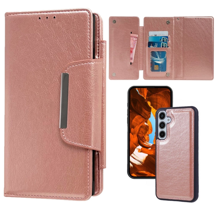 For Samsung Galaxy S25 5G Multifunctional 7-Card Wallet Leather Phone Case(Rose Gold) - Galaxy S25 5G Cases by PMC Jewellery | Online Shopping South Africa | PMC Jewellery | Buy Now Pay Later Mobicred