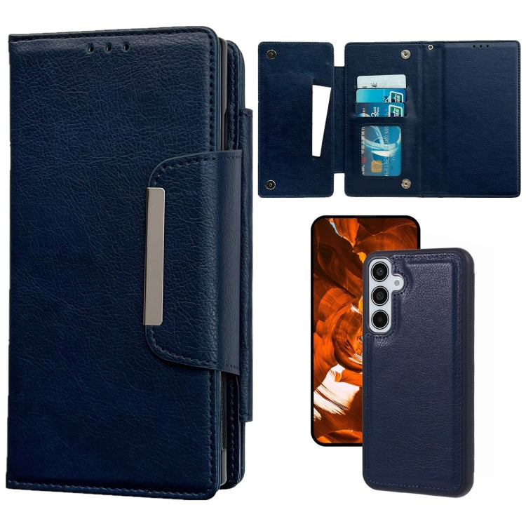 For Samsung Galaxy S25 5G Multifunctional 7-Card Wallet Leather Phone Case(Royal Blue) - free shipping - PMC Jewellery - Order now!