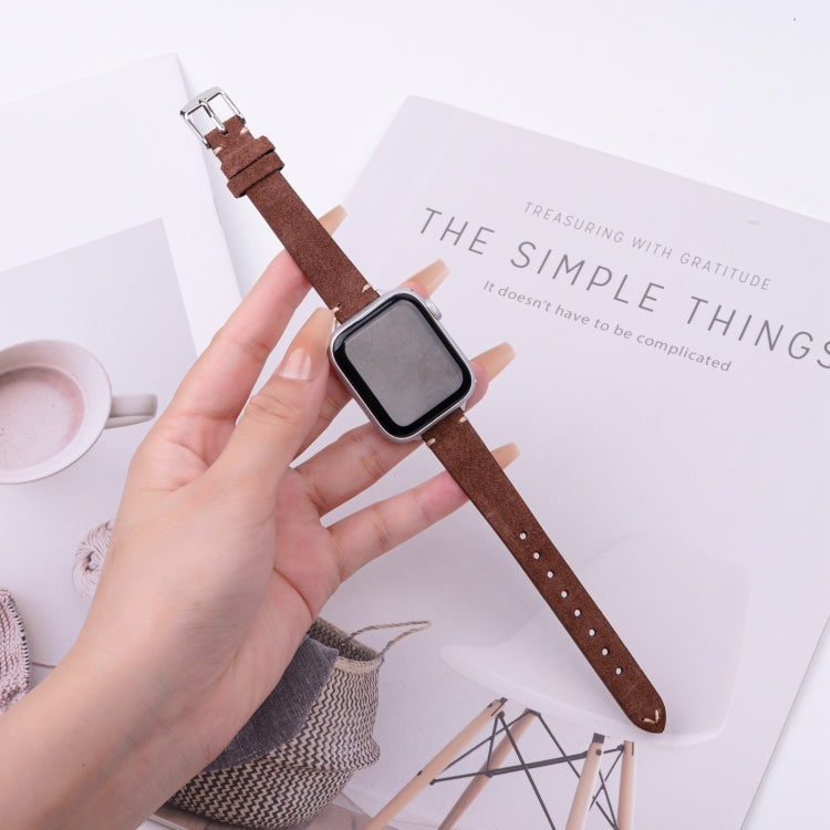 For Apple Watch 46mm / 49mm / 45mm / 44mm Matte Genuine Leather Watch Band(Coffee) - free shipping - PMc TechLife - Order now!