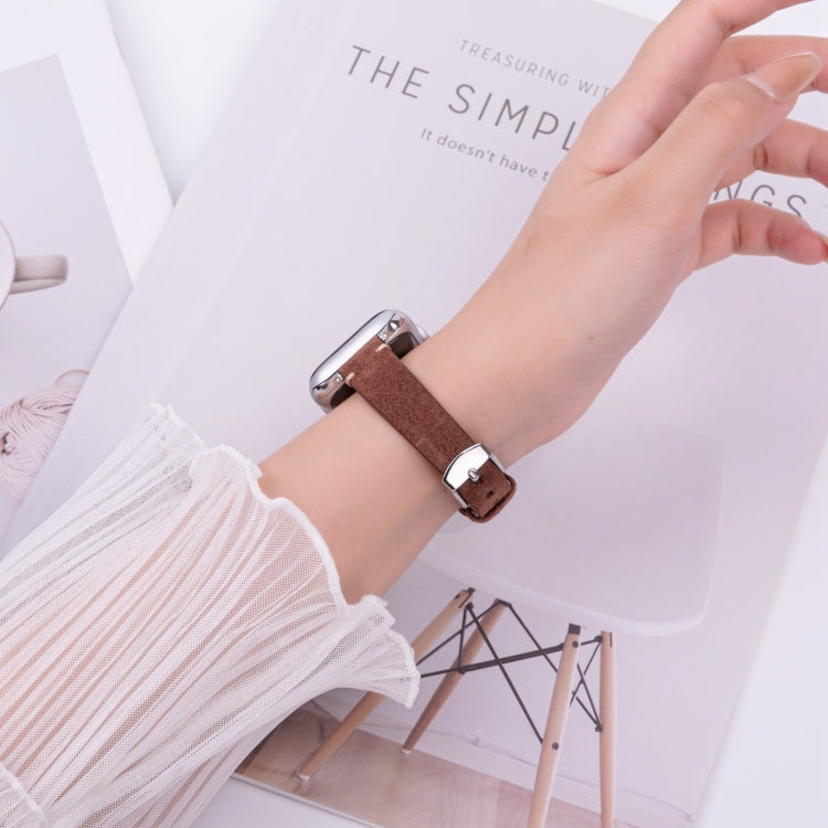 For Apple Watch 46mm / 49mm / 45mm / 44mm Matte Genuine Leather Watch Band(Coffee) - free shipping - PMc TechLife - Order now!