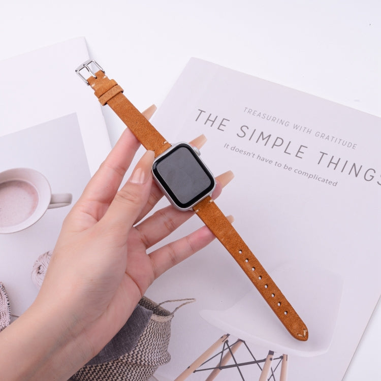 For Apple Watch 42mm / 41mm / 40mm / 38mm Matte Genuine Leather Watch Band(Brown) - free shipping - PMc TechLife - Order now!