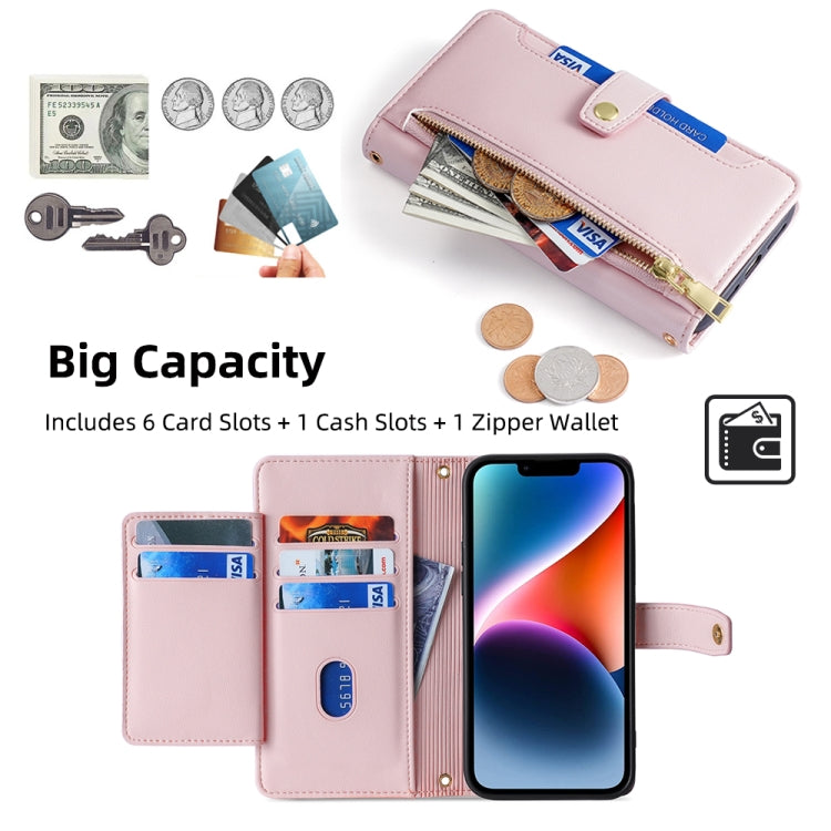 For Samsung Galaxy S25+ 5G Sheep Texture Cross-body Zipper Wallet Leather Phone Case(Pink) - Galaxy S25+ 5G Cases by PMC TechLife | Online Shopping South Africa | PMC TechLife | Buy Now Pay Later Mobicred