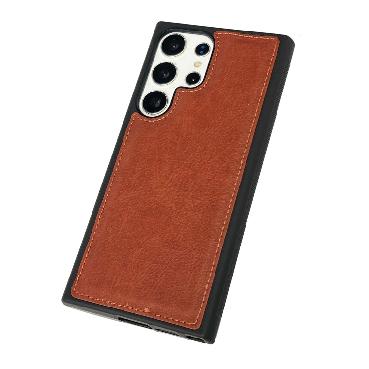For Samsung Galaxy S25 Ultra 5G Cowhide Texture Back Cover Phone Case(Brown) - Galaxy S25 Ultra 5G Cases by PMC Jewellery | Online Shopping South Africa | PMC Jewellery | Buy Now Pay Later Mobicred
