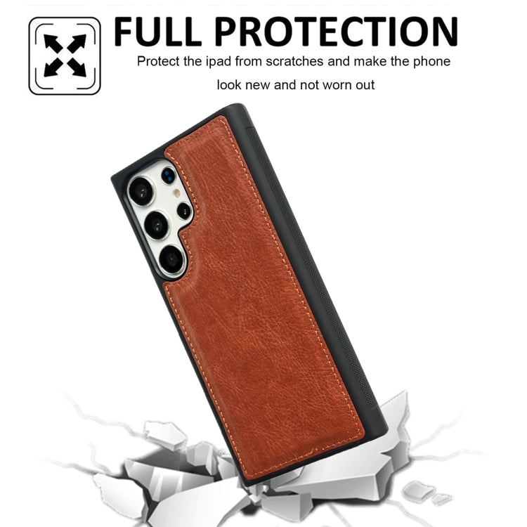 For Samsung Galaxy S25 Ultra 5G Cowhide Texture Back Cover Phone Case(Brown) - Galaxy S25 Ultra 5G Cases by PMC Jewellery | Online Shopping South Africa | PMC Jewellery | Buy Now Pay Later Mobicred