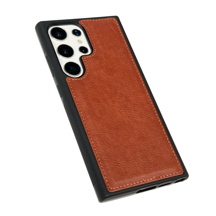 For Samsung Galaxy S25+ 5G Cowhide Texture Back Cover Phone Case(Brown) - Galaxy S25+ 5G Cases by PMC Jewellery | Online Shopping South Africa | PMC Jewellery | Buy Now Pay Later Mobicred