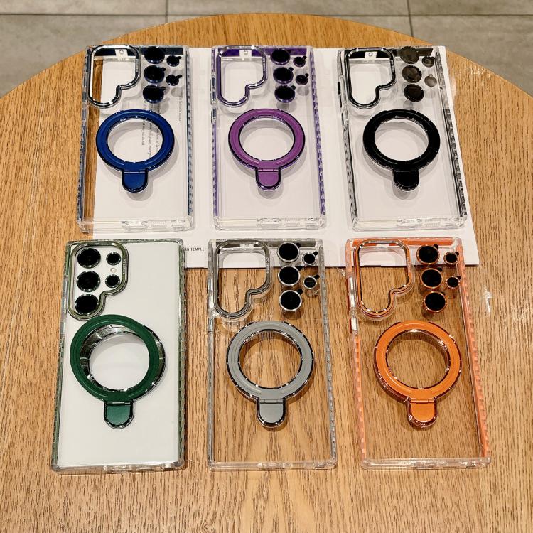 For Samsung Galaxy S25 5G Transparent MagSafe Holder Phone Case with Lens Film(Grey) - free shipping - PMC Jewellery - Order now!