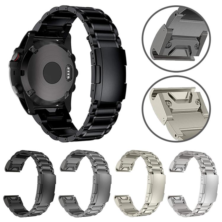 For Garmin 26mm Five-beads Titanium Alloy Push Buckle Metal Quick Release Watch Band(Silver) - free shipping - PMc TechLife - Order now!