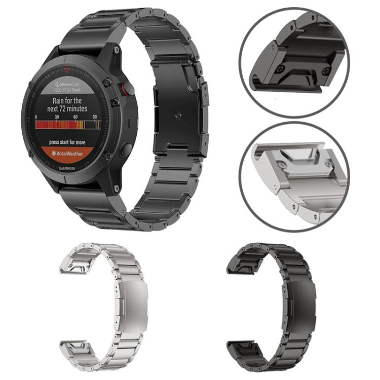 For Garmin 26mm Three-beads Titanium Alloy Push Buckle Metal Quick Release Watch Band(Silver) - free shipping - PMC TechLife - Order now!