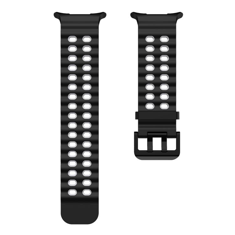 For Samsung Galaxy Watch Ultra 47mm Ocean Two Color Dual-Row Hole Silicone Watch Band(Black Grey) - Watch Bands by PMc TechLife | Online Shopping South Africa | PMc TechLife | Buy Now Pay Later Mobicred