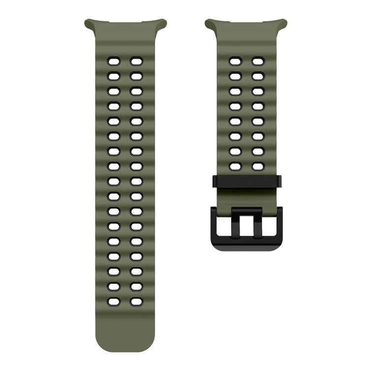 For Samsung Galaxy Watch Ultra 47mm Ocean Two Color Dual-Row Hole Silicone Watch Band(Army Green Black) - Watch Bands by PMc TechLife | Online Shopping South Africa | PMc TechLife | Buy Now Pay Later Mobicred