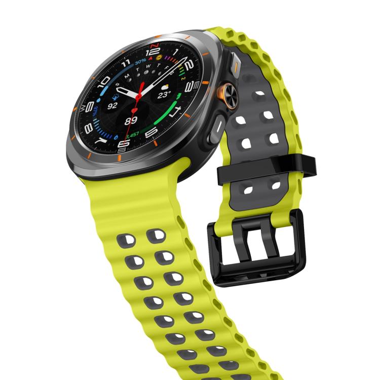 For Samsung Galaxy Watch Ultra 47mm Ocean Two Color Dual-Row Hole Silicone Watch Band(Lime Gray) - Watch Bands by PMc TechLife | Online Shopping South Africa | PMc TechLife | Buy Now Pay Later Mobicred