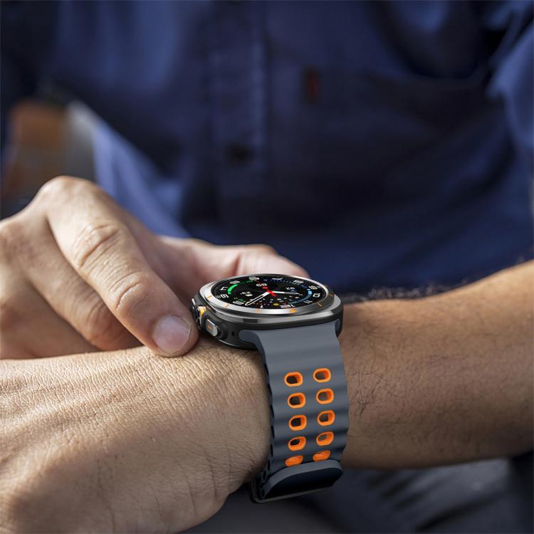 For Samsung Galaxy Watch Ultra 47mm Ocean Two Color Dual-Row Hole Silicone Watch Band(Space Gray Orange) - free shipping - PMc TechLife - Order now!