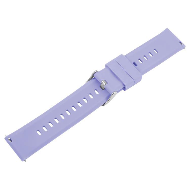 22mm Solid Color Steel Buckle Silicone Watch Band(Lavender Purple) - free shipping - PMc TechLife - Order now!