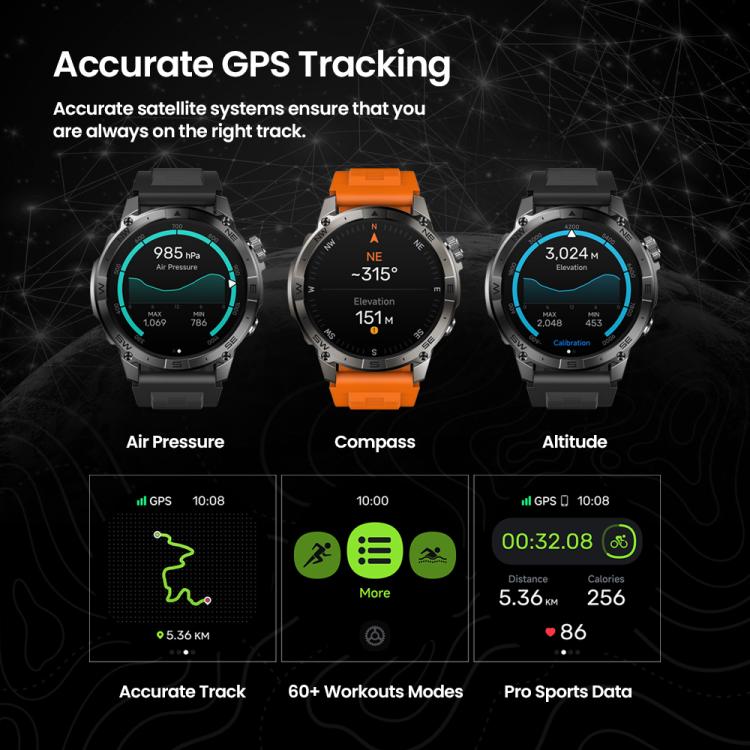 Zeblaze Stratos 2 Plus 1.43 inch Screen 3 ATM Health and Fitness GPS Smart Watch(Graphite Black) - free shipping - PMC TechLife - Order now!