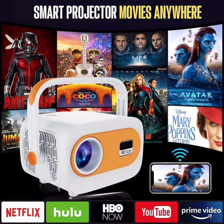 JY325 1280 x 720P 200ANSI Amlogic H713 CPU Android 11.0 Portable Projector, US Plug(White) - LED Projector by PMC TechLife | Online Shopping South Africa | PMC TechLife | Buy Now Pay Later Mobicred